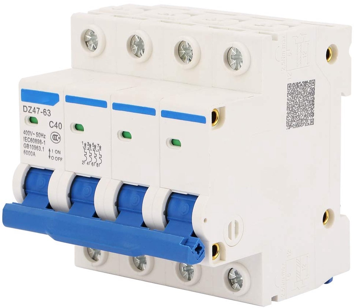 Circuitonderbreker 4P 40A 400V - Overcurrent protection - Vlamvertragend materiaal - Geschikt voor zonnepanelen - SnelShoppen