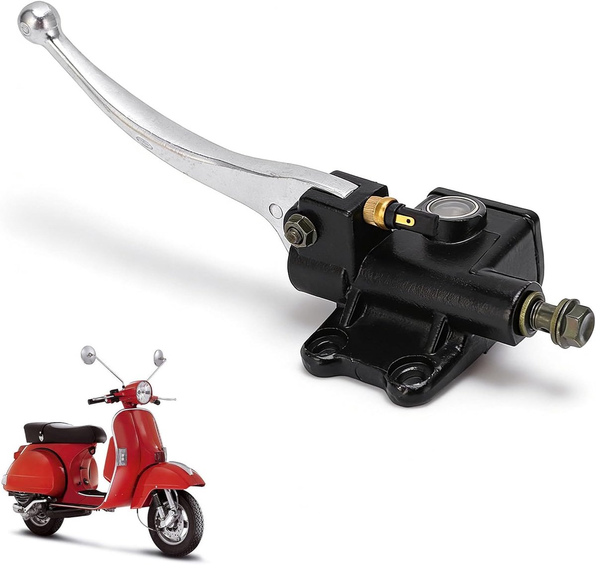 SnelShoppen - Rem Koppeling Hoofdcilinder Aluminium Top Rechts Schijfrem Pomp Hefboom Hydraulische Assemblage Vervanging voor Vespa PX 125 200 Scooter