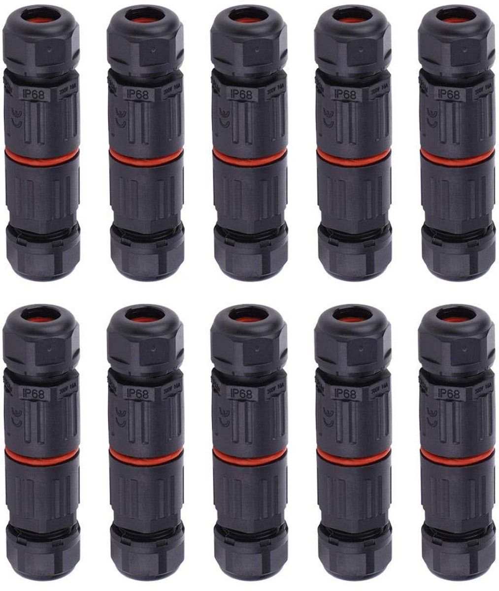 SnelShoppen - 10 Stuks Waterdichte Stekker, IP68 Waterdichte Connector, Elektrische Kabel, 3 Polige Waterdichte Aansluitingen, Buitenstekker, Waterdic