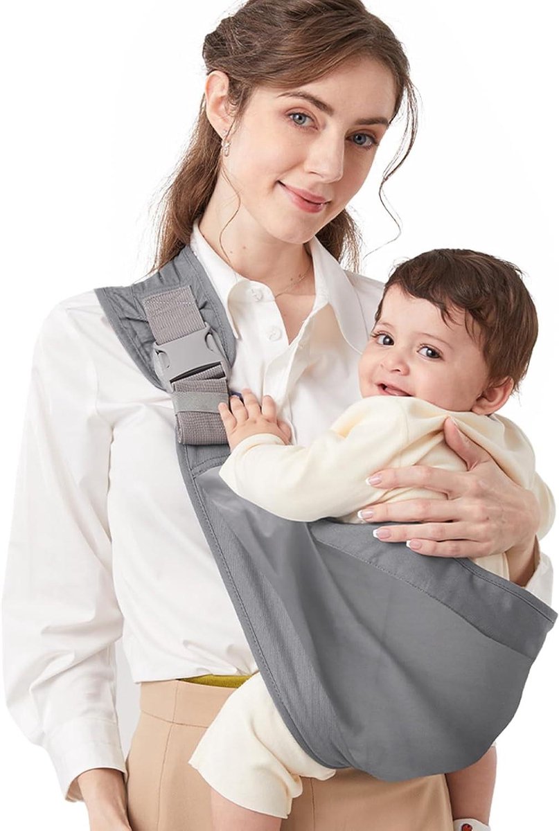 Draagdoek Baby - Draagmaatje Pasgeboren - Baby Comfort - Eenvoudig Aan En Uit - Tot 15 kg - Achaatgrijs