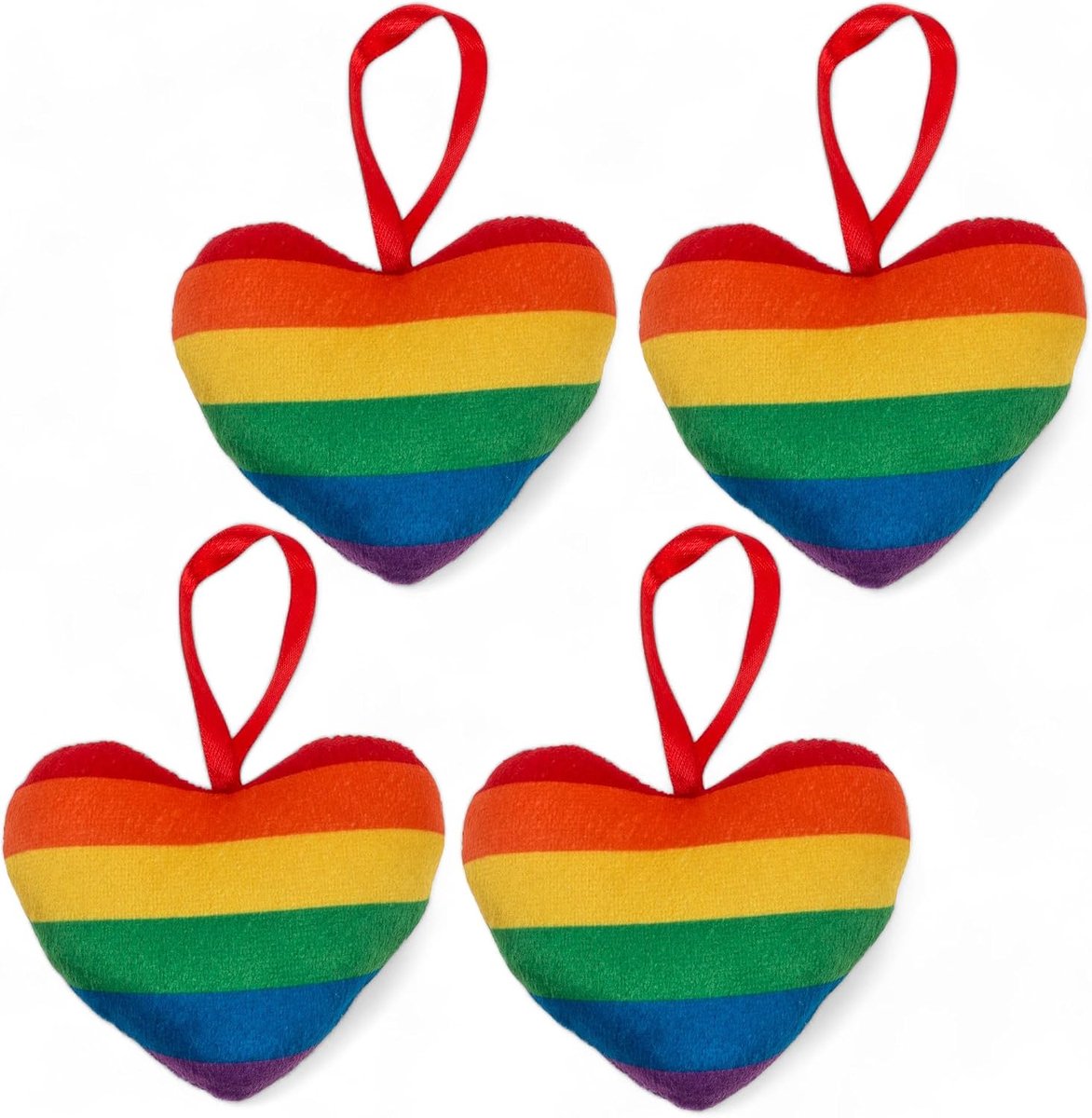 SnelShoppen - Mini Pluche Hart 10 cm, Geweldig Accessoire voor Rugzak en Tas, 100% Polyester, Regenboogkleuren, Perfect voor Feest en Decoratie