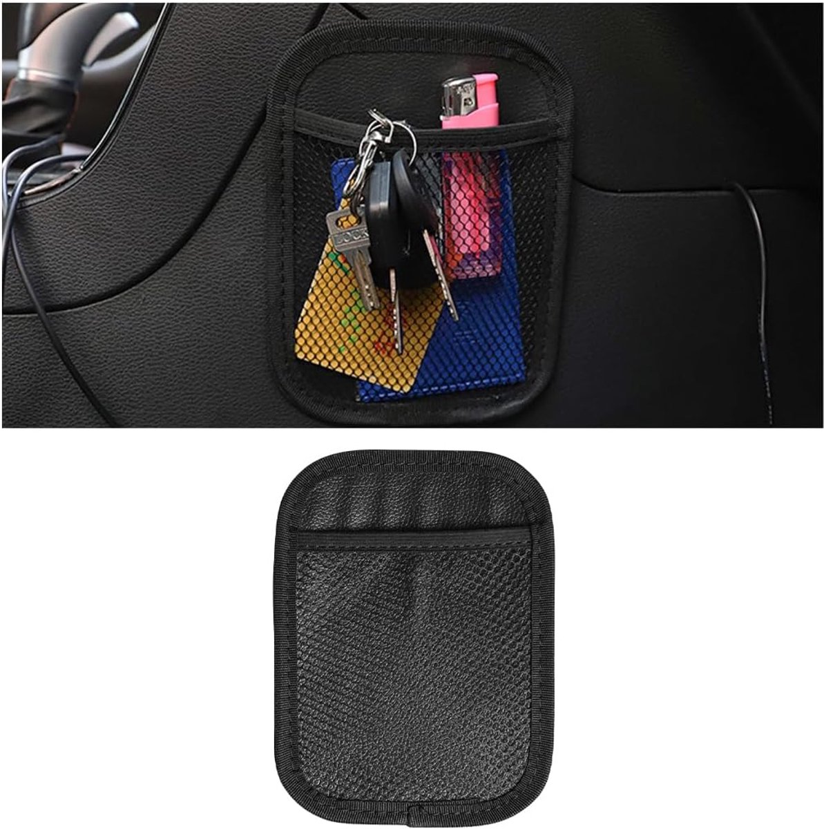 SnelShoppen - Mobiele Telefoon Tas voor Telefoon, Autostoel, Zelfklevend Opslagnet, Auto Interieur, Mini Opslag, Oxford Net Tas (Klein)