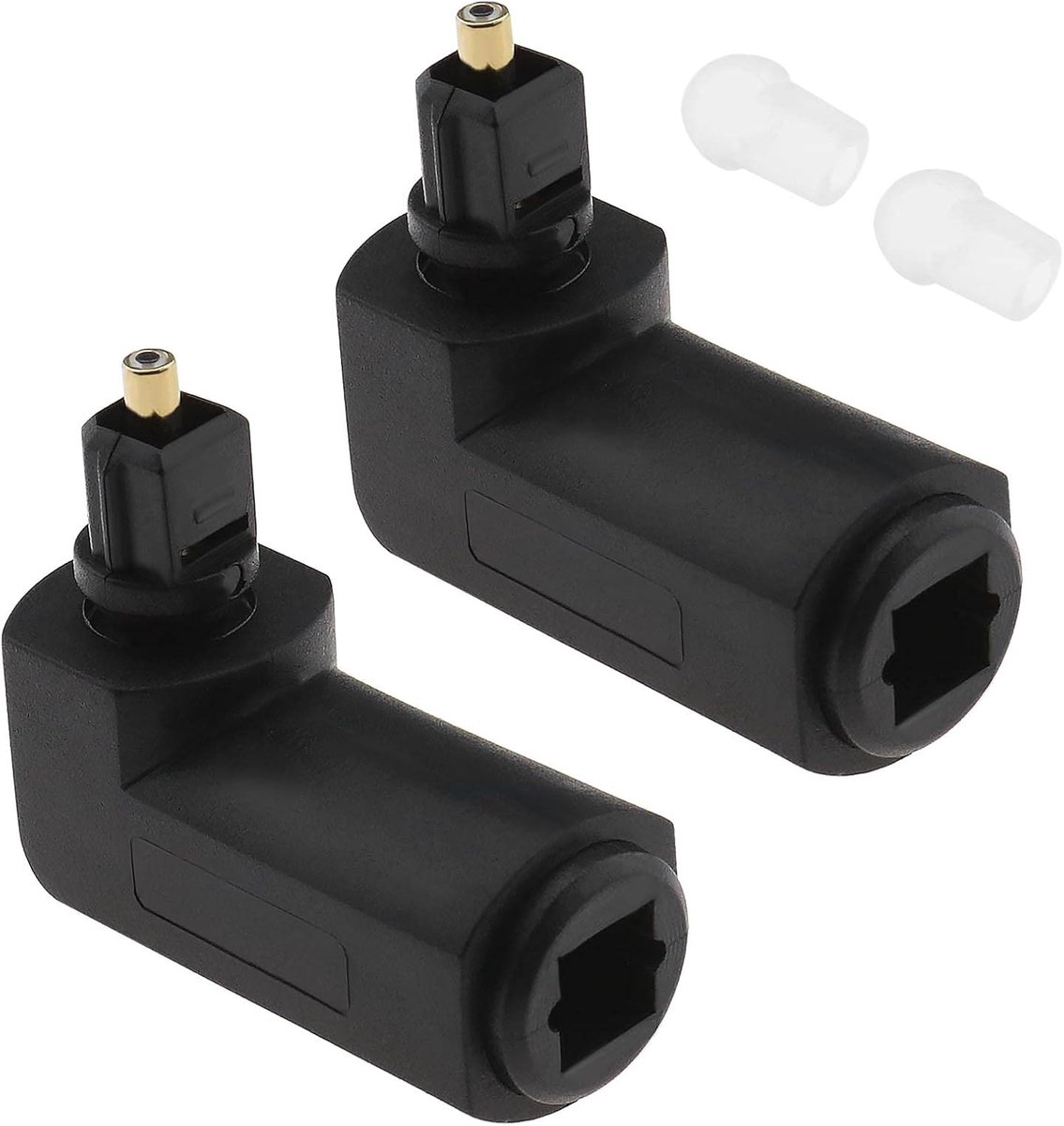 SnelShoppen - 2 Stuks Optische 90° Hoekadapter Optische Audio Connector Adapter Elektrische Accessoires voor HDTV Thuisbioscoop Geluidsbalk 33.5mm