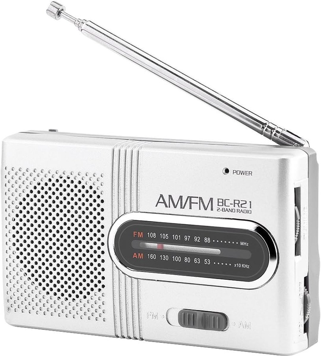 SnelShoppen - Draagbare AM/FM Radio - Kleine Portable Radio met Ingebouwde Speaker, Telescopische Antenne, Standaard Hoofdtelefoon Jack, Muziekspeler,
