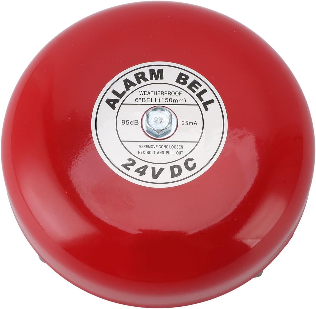 SnelShoppen - 6 Inch Brandalarm Bel voor Beveiliging, DC 24V 95db Luide Alarmbel van Aluminium voor Scholen, Fabrieken, Feestlocaties, Muur- en Plafon
