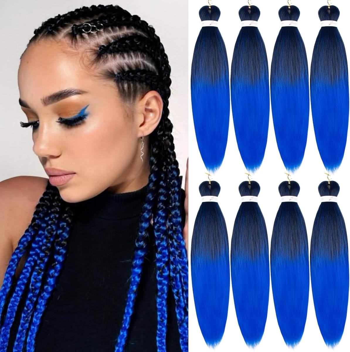 SnelShoppen - Pre-stretched Vlecht Haar Professioneel Gemakkelijk Haak Vlecht Haar 26 Inch 8 Pakketten Warm Water Instelling Zacht Synthetisch Vlecht