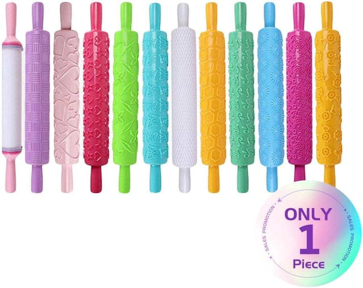 SnelShoppen - Cake Decoratie, Geëmbosseerde Deegroller, 12 Stuks, Fondant Cake Pasta, Decoratie Gereedschap, Textuur Plastic, Anti-aanbak Ontwerpen en