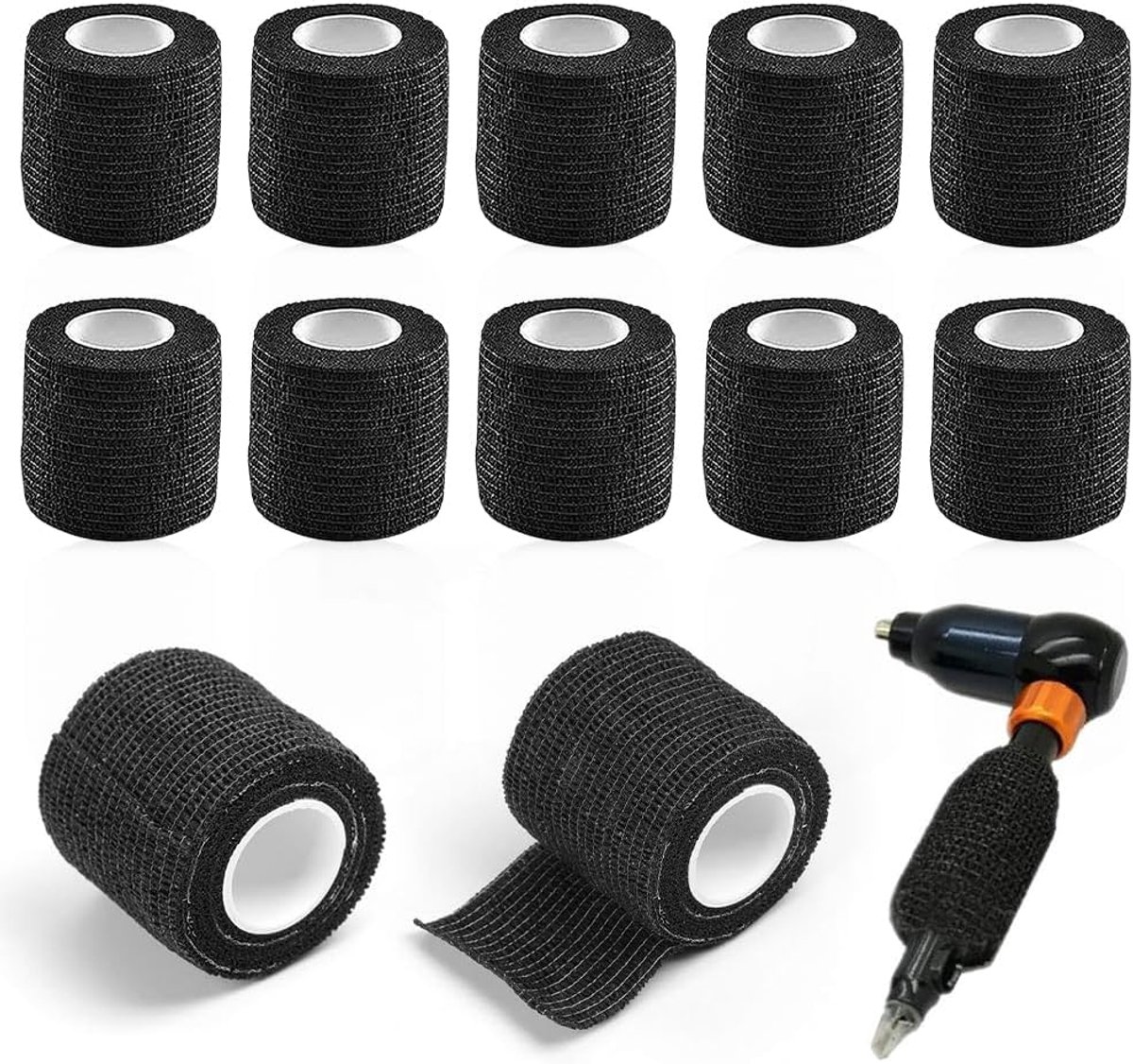 Tattoo grip covers 5 cm x 4.5 m - zwarte grip tape - comfortabel en dempend - veelzijdig gebruik - SnelShoppen