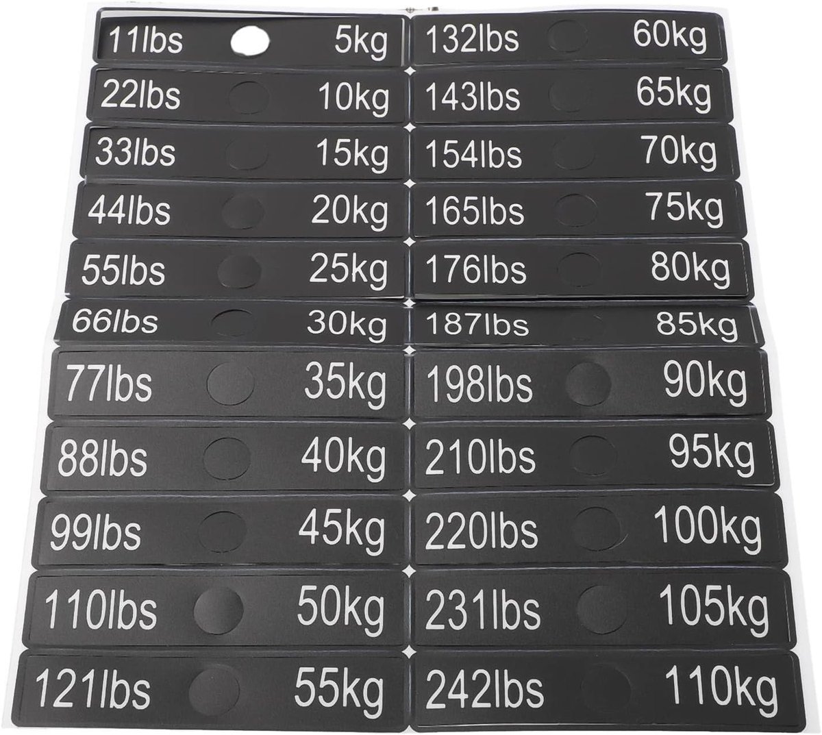 SnelShoppen - Weight Label Stickers, Gewicht Stickers voor Fitness Apparatuur en Gewicht Blok Stickers - Duurzaam Plastic en Papier, 100 Stuks