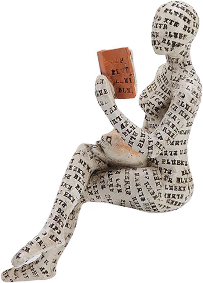 SnelShoppen - Creatieve Resin Vrouwen Lezende Beeld Figurine - Moderne Abstracte Kunst Sculptuur voor Thuis en Kantoor Decoratie - Handgeschilderd in