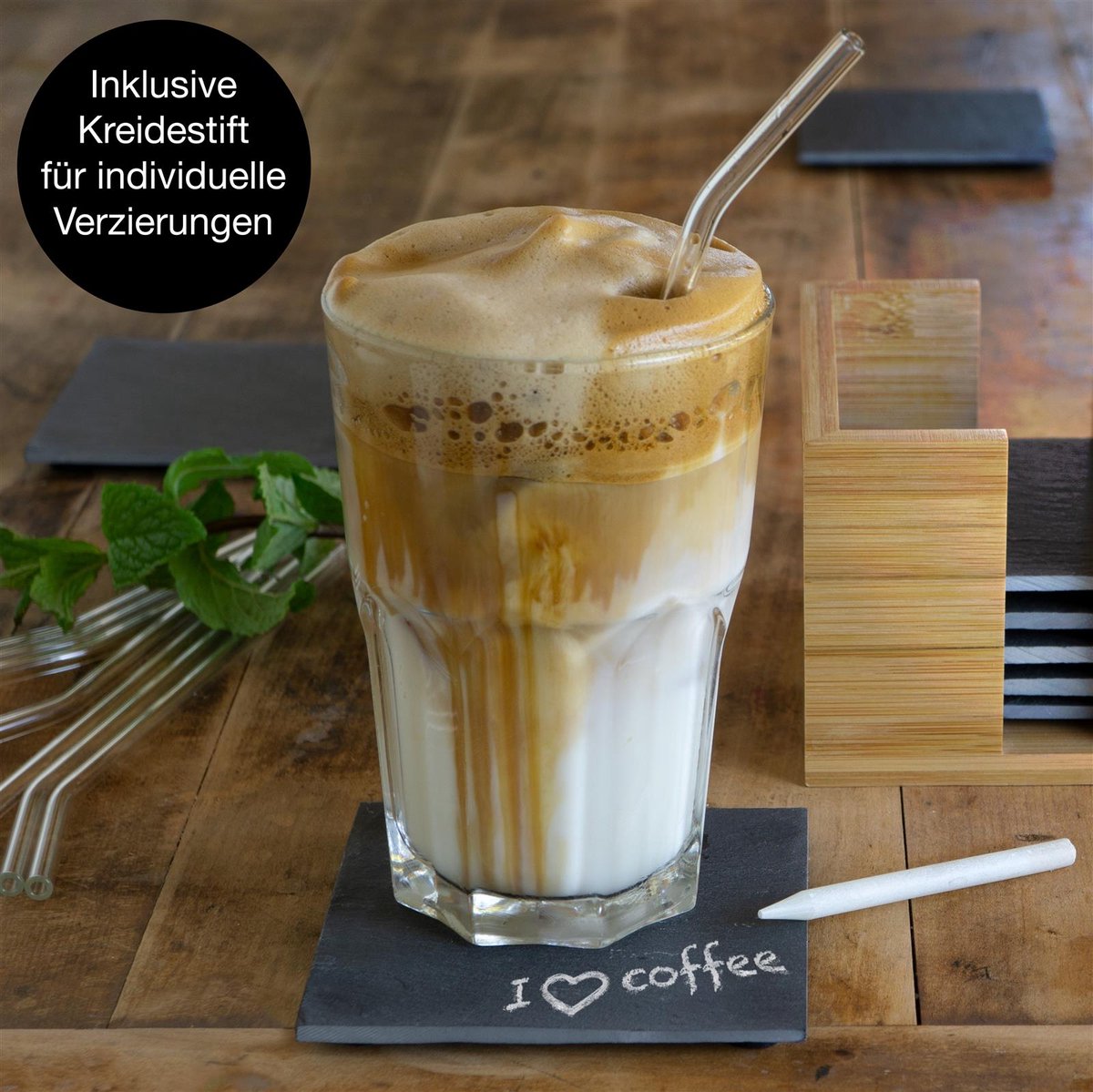 Moritz & Moritz Schieferset onderzetters Peppermint