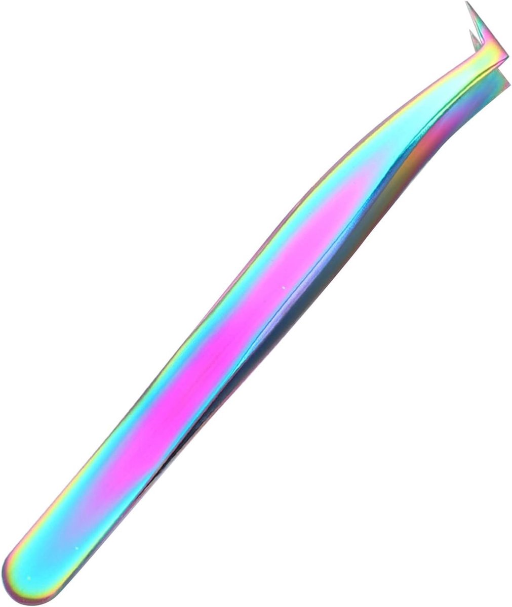 SnelShoppen - Lash Extensions Tweezer RVS met L-Vormige Gekanteerde Tips - Kleurige Volumetangen voor Wimperextensions - Ergonomisch en Comfortabel in