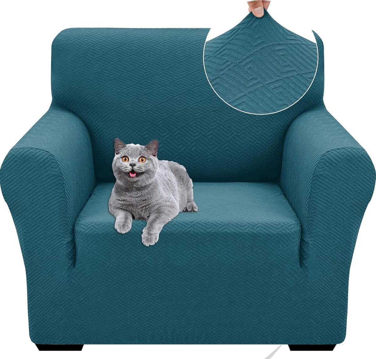 SnelShoppen - Stretch Sofa Cover 1 Zits, Universele Elastische Hoofdkussenhoezen, Anti-slip Schuim, Krasbestendige Meubelhoes voor Woonkamer, Turquois