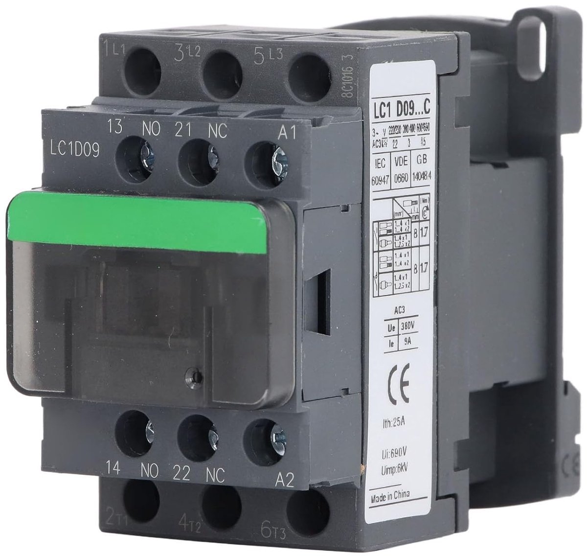 SnelShoppen - LC1D09 Laagspannings AC Schakelaar 1 NO 1 NC Elektronische Schakelaar 9A 380V Voor Airconditioning en Condensorcompressor