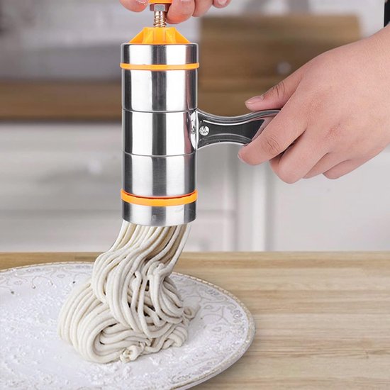 SnelShoppen - Handmatige Noodles Maker, RVS Pasta Machine voor Thuis of Restaurant met 7 Mallen, Duurzaam en Veilig Keukenhulpmiddel voor Verse Pasta van Snelshoppen — afbeelding 2