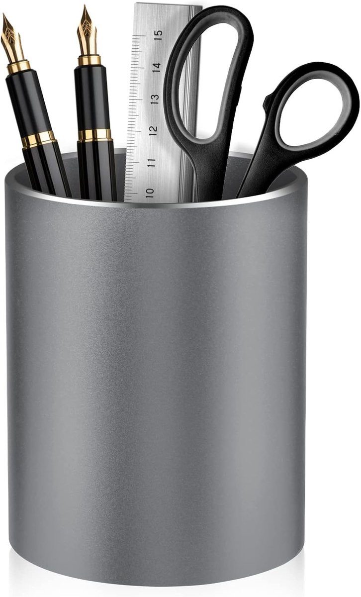 SnelShoppen - Desk Pen Holder, Pennenhouder, Organizer, Metalen Pot voor Pennen en Opbergdoos voor Kantoor, School, Thuis en Kinderen, Antislip Silico