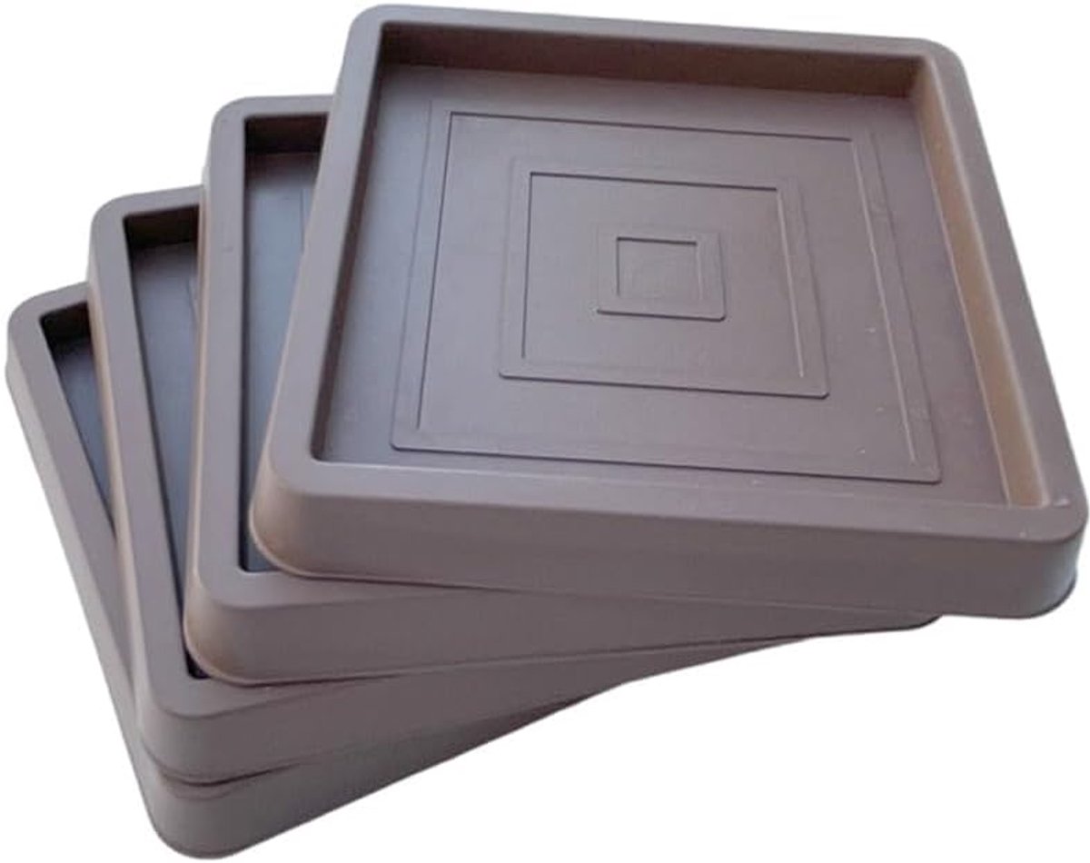 SnelShoppen - 4 Stuks Meubelkopjes 2,5 Inch Vierkante Zwenkwielen Meubelcoasters Rubber Voeten Stoelpootkappen Meubelvoetbeschermers voor Houten Vloer