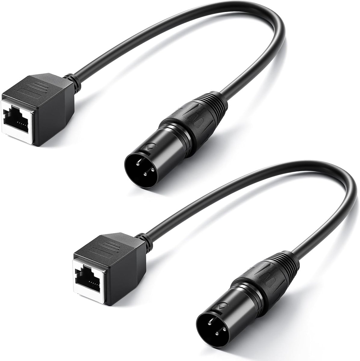SnelShoppen - 3 Pin DMX XLR Plug naar RJ45 Bus Kabel Set - 2 Stuks RJ45 naar 3 Pin XLR Adapter - 35cm Lichtbediening voor TL60 RGB Tube Lichtbalk en D