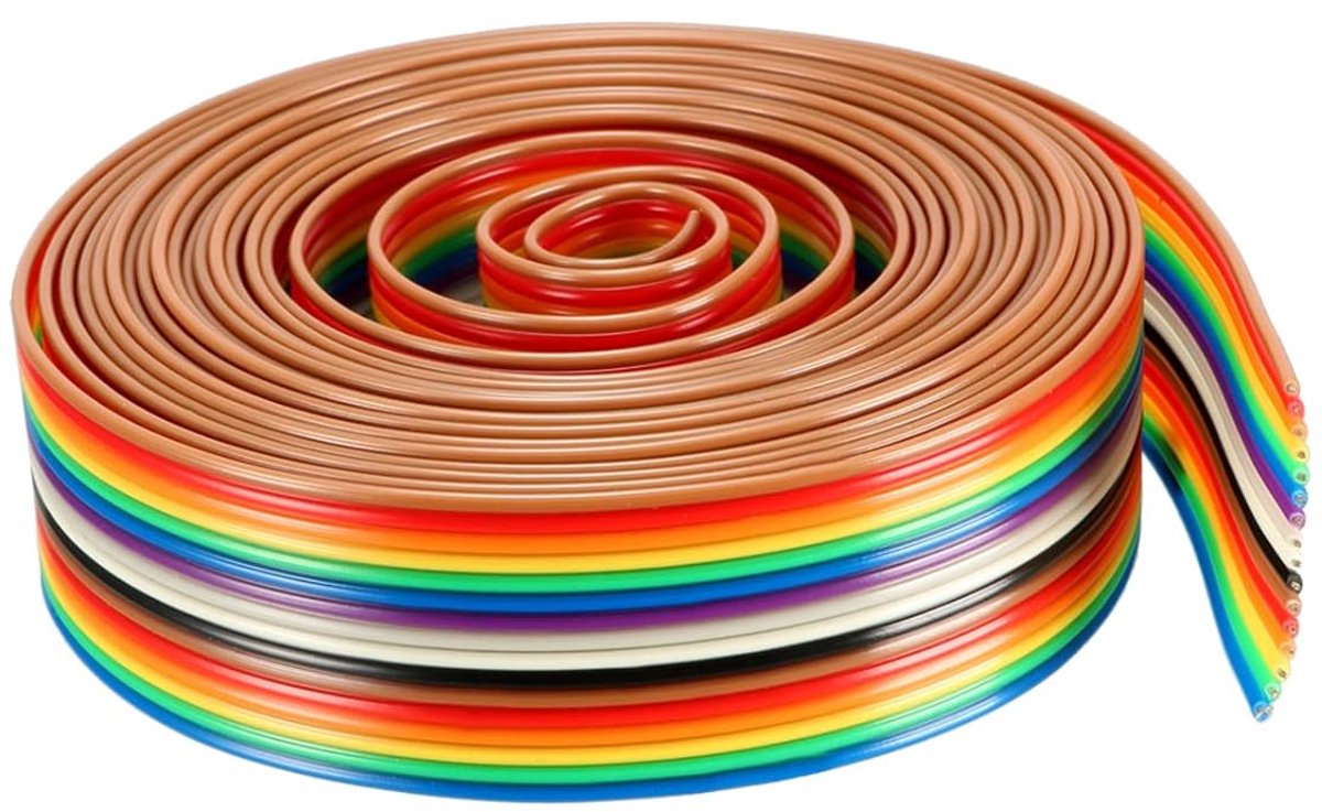 SnelShoppen - 16 pins platte bandkabel IDC regenboogkleur voor 1.27mm afstandsverbindingen - 3 meter lang