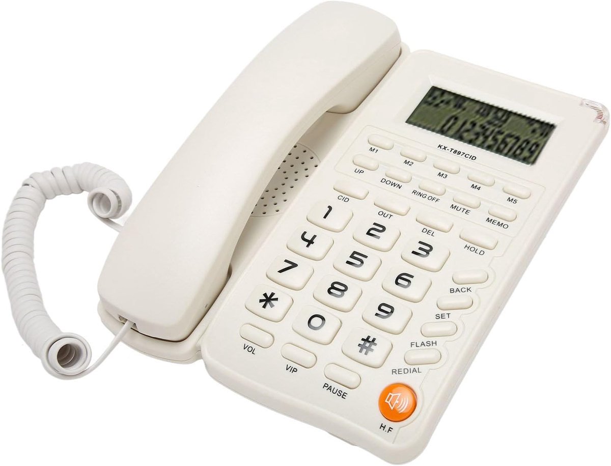 SnelShoppen - Bedraad Telefoon met Spreker, Nummerherkenning, Grote Knoppen voor Huishoudens, Kantoor, Hotel en Ouderen (Wit)
