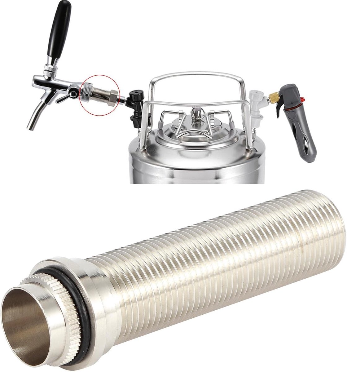 SnelShoppen Beer Long Shank G5 8 inch Tap 98.5mm Langstaaf Tapkraan Verstelbaar Rvs Voor Thuisbrouwerij Bier Tapinstallatie