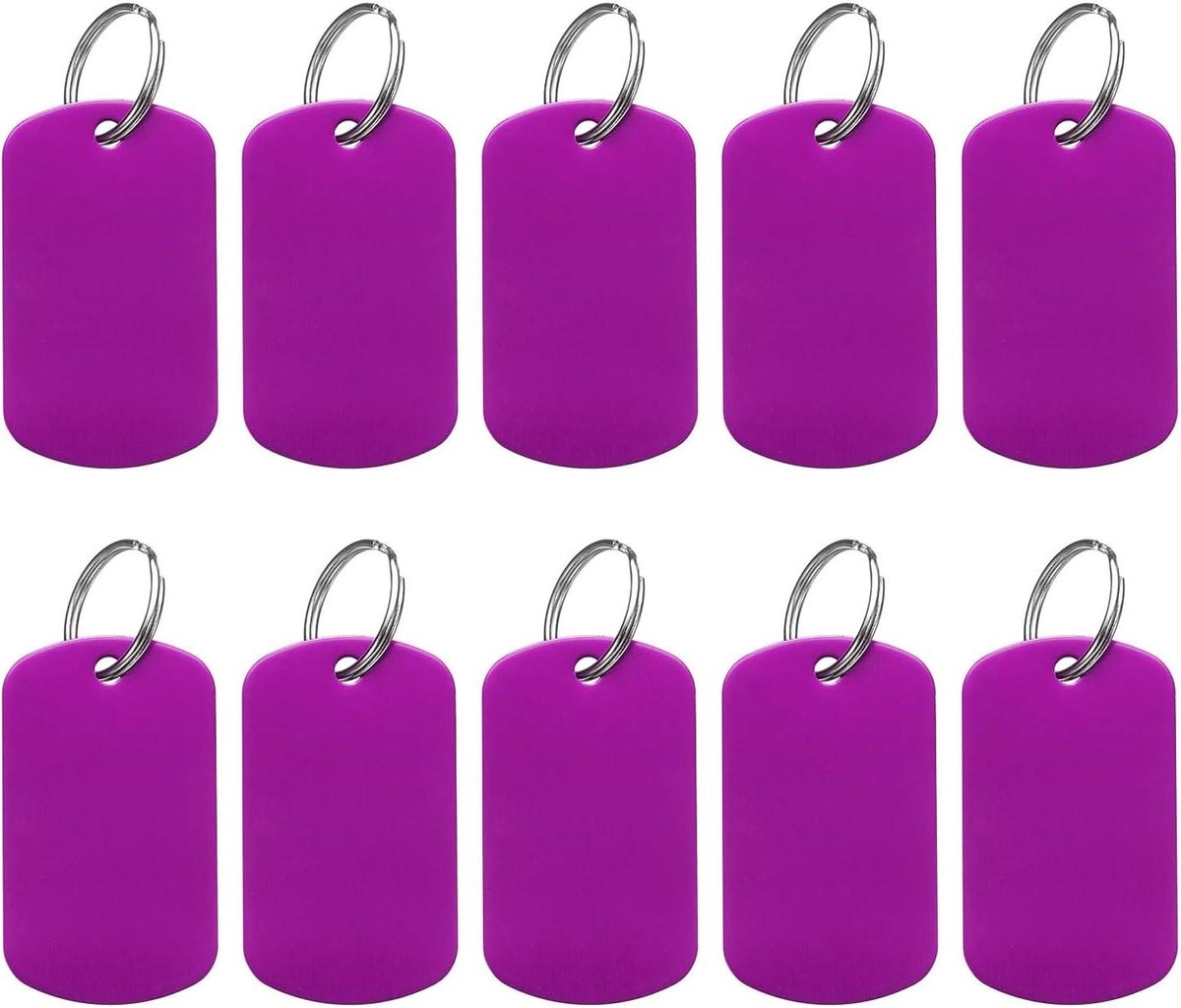 Aluminium Graveerplaatjes - Metalen Labels Hangers - Huisdier Identificatie Maken - Dubbelzijdig Graveerbaar - 5 cm x 2.9 cm - Paars