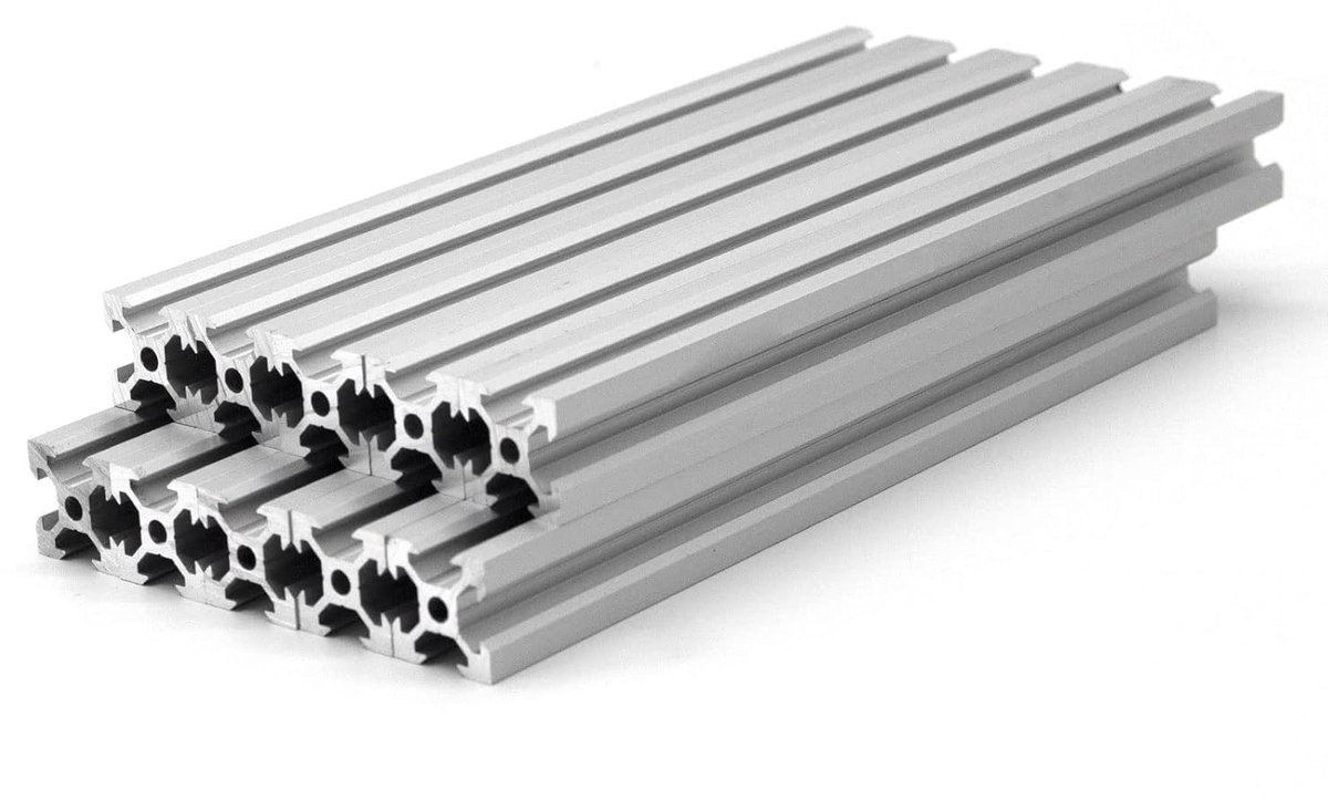 SnelShoppen - 2020 Aluminium Extrusie 1000mm Zilver (10 Stuks/Verpakking) V-Slot Aluminium Profiel Europese Standaard voor 3D Printer, CNC en Laser Gr