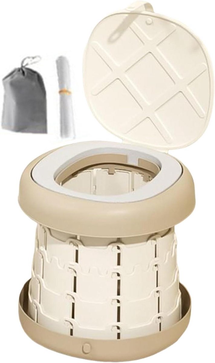 Draagbaar Potje - Reis Potje Toilet - Zindelijkheidstraining Onderweg - Opvouwbaar Met Opbergtas - 26 x 27 cm - Lichtbruin
