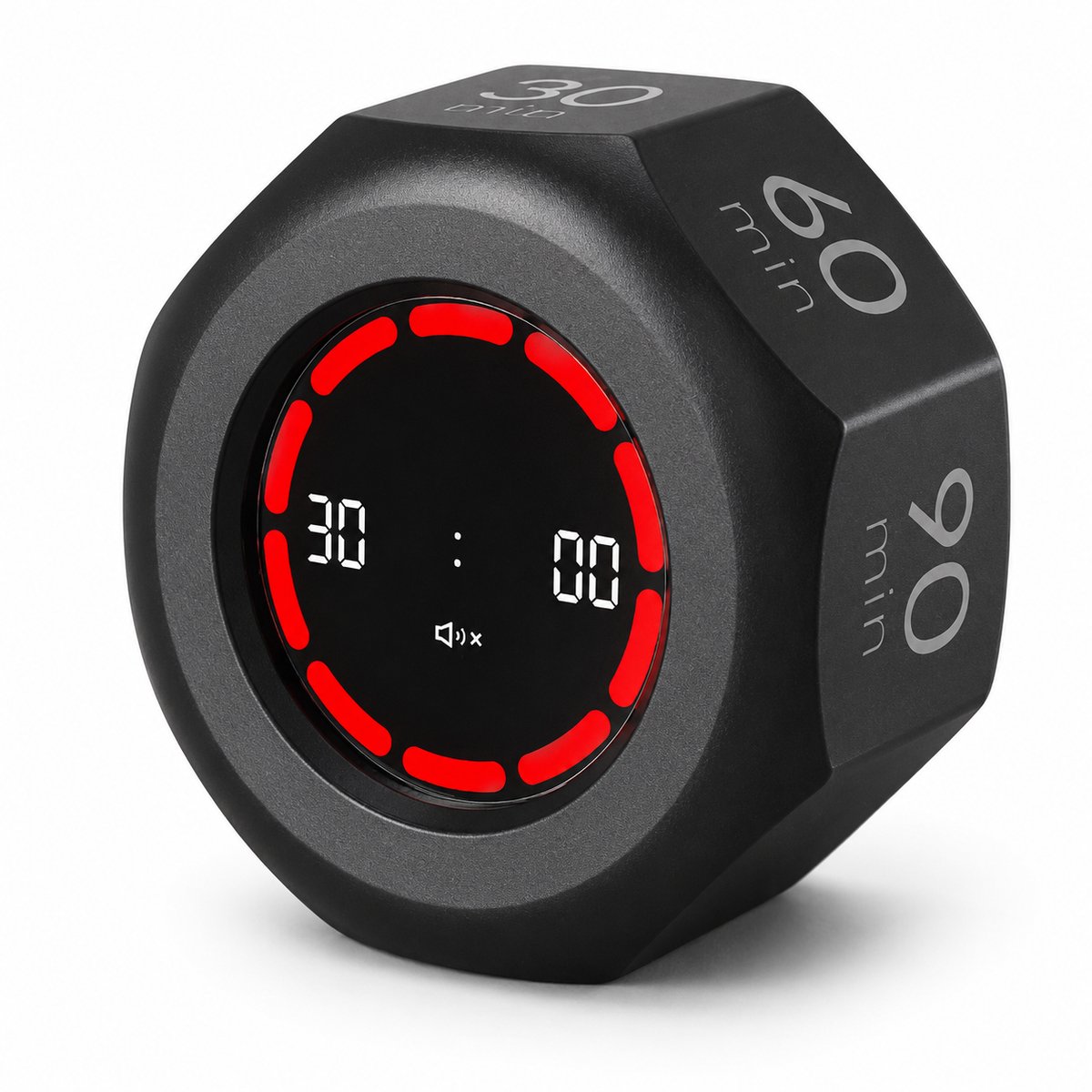 Bobypet - Digital Gravity Flip Timer - Oplaadbare Pomodoro Timer Cube voor Productiviteit - Visuele Timer voor Kinderen & Volwassenen - Stille Countdown Timer voor Keuken, Studeren, Kantoor - Zwart
