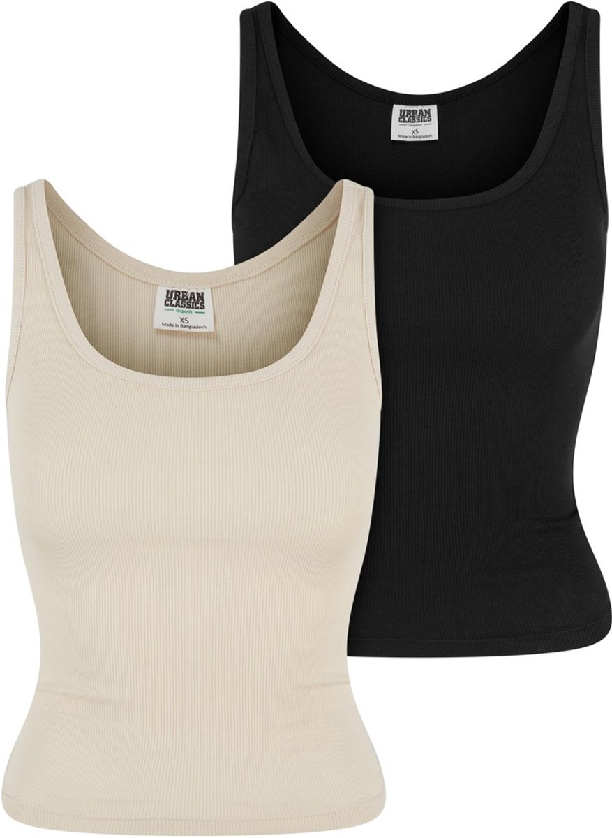 Urban Classics Organic Basic Rib 2-Pack Mouwloze top M Beige