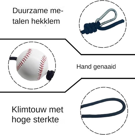 Honkbal Slagtrainer - Trainingsaccessoires Honkbal - Precisie Krachttraining - In Hoogte Verstelbaar - 3 Meter Touw - Niet gespecificeerd — afbeelding 4
