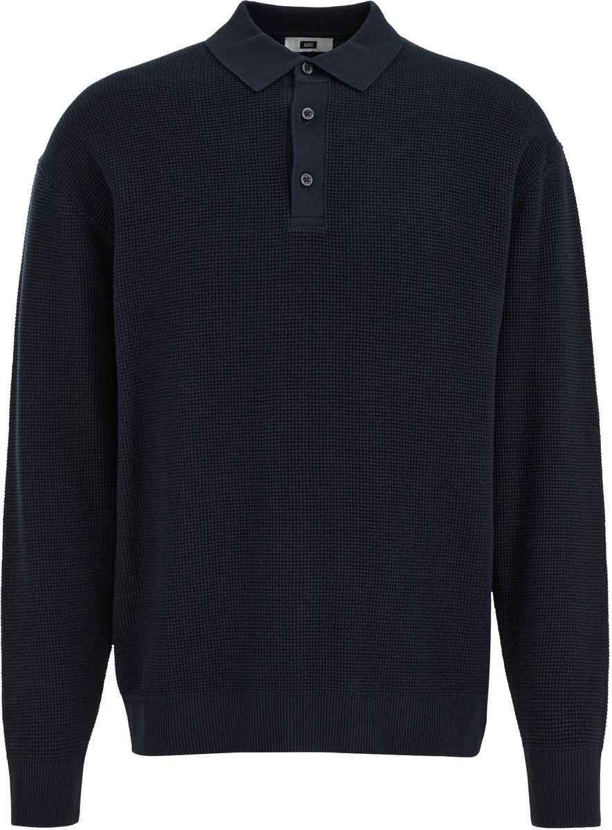 WE Fashion Heren regular fit gebreide polo met structuur