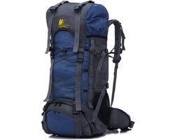 Outdoor Camping Backpack - Wandelrugzak Reisrugzak - Kamperen en Wandelen - Waterbestendig Nylon Materiaal - 60L - Diepblauw