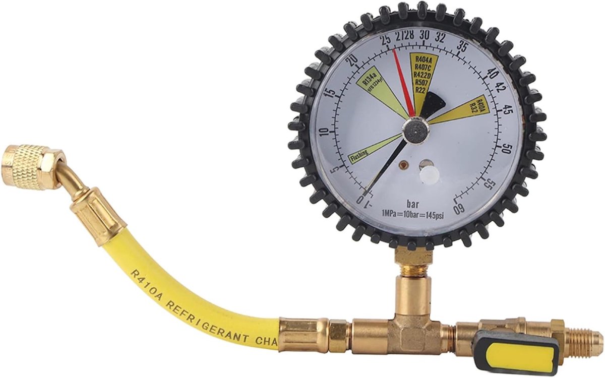 SnelShoppen - 1/4 SAE Drukmeter, Airconditioning Koel Druk Testmeter 80mm voor R134a R22 R407C R410A R404A R507 R422D R32