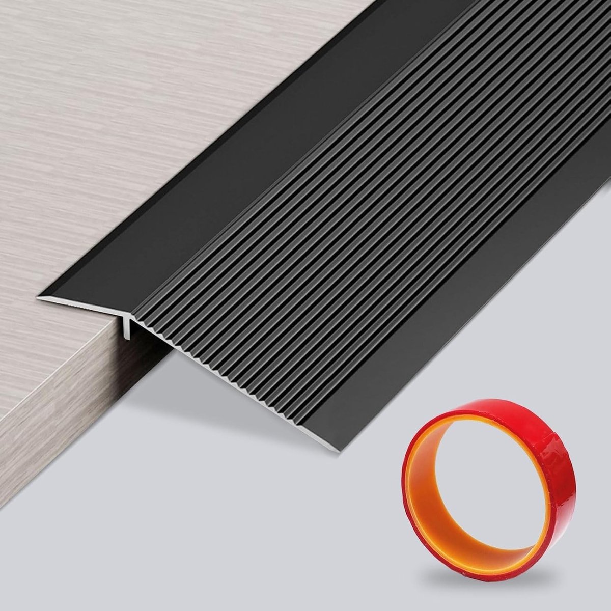 Vloerovergangsstrip van Aluminium, 0.9 m x 100 mm, met Lange Plakstrip, Hoogte 8 - 40 mm, Antislip Waterdichte Deurdrempel voor Ramps en Verbindingen
