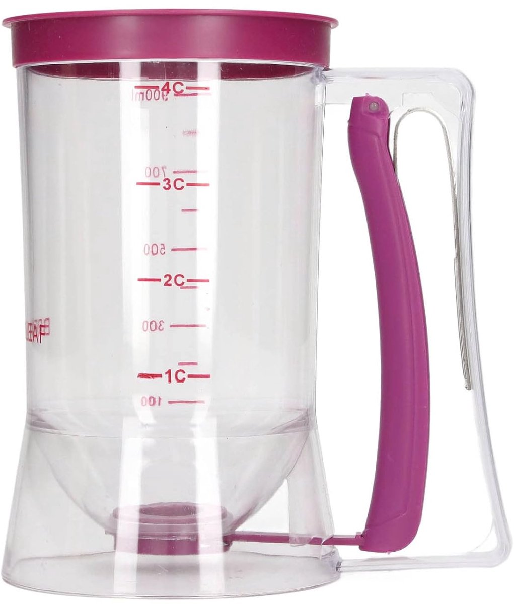SnelShoppen - Handmatige Deegdispenser 900 ml met Verdeler, Perfect voor Crepes, Muffins en Wafels, Transparante Maatbeker voor Keuken, Bakken en Fees