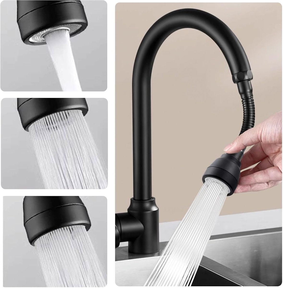 Waterkraan verlengstuk 3 standen - 360° draaibaar - robuust messing - ideaal voor keuken en badkamer - ShopVlot