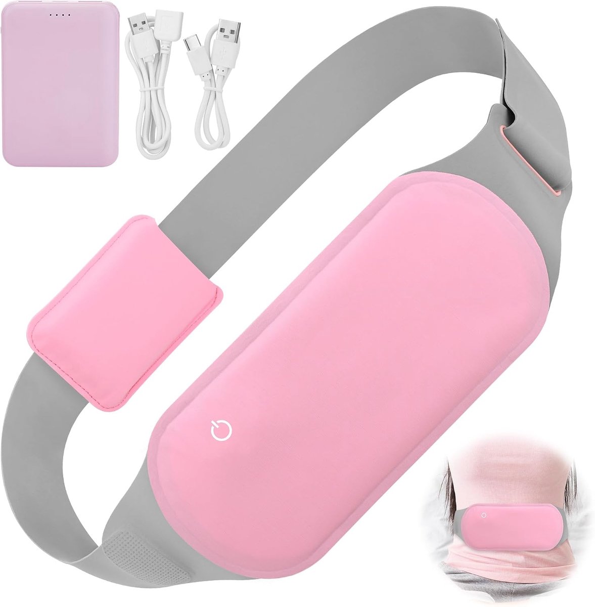 SnelShoppen - Draagbare Menstruatieband met 3 Modi, Temperatuur Instelbaar, Warmtepad voor Menstruatiepijnverlichting met 5000mAh Powerbank, Zacht en