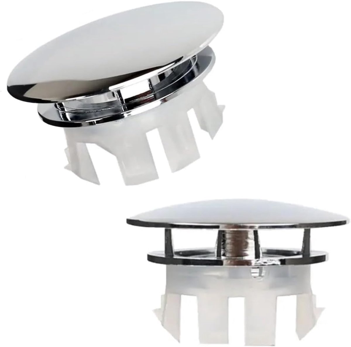SnelShoppen - Solid Brass Afvoerplug voor Wastafel, Dubbele Laag Koper Ring, Ronde Deksel voor Keuken en Badkamer, 22-24mm, Zilver