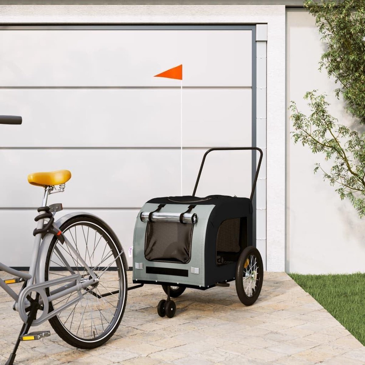 Hondenfietskar - Huisdier aanhanger - Comfortabel uitstapje - Robuust ijzeren frame - Tot 45 kg - Zwart