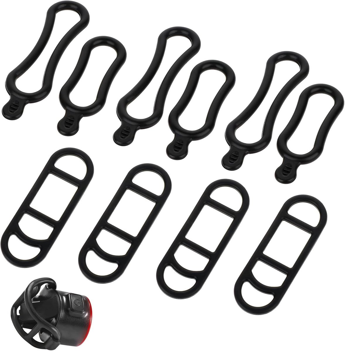Siliconen Fietsbanden en Verlichting Accessoires Set - 10 Stuks