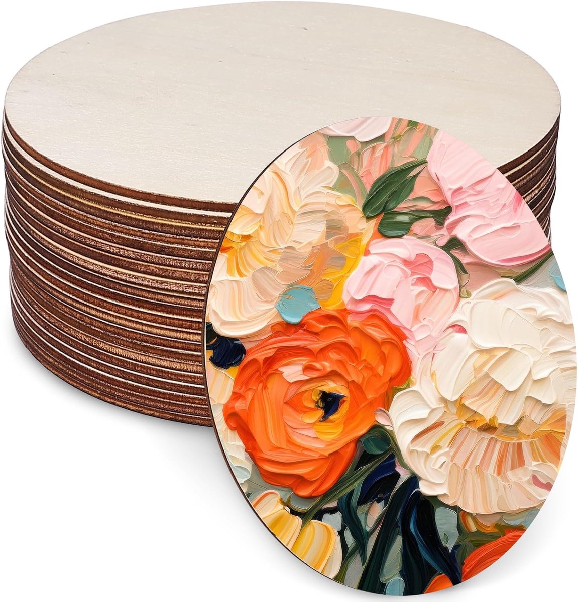 Houten Panelen voor Creativiteit 20 x 20 cm - Ronde Plywood Platen - Natuurlijke Hout - Ideaal voor Knutselen - ShopVlot