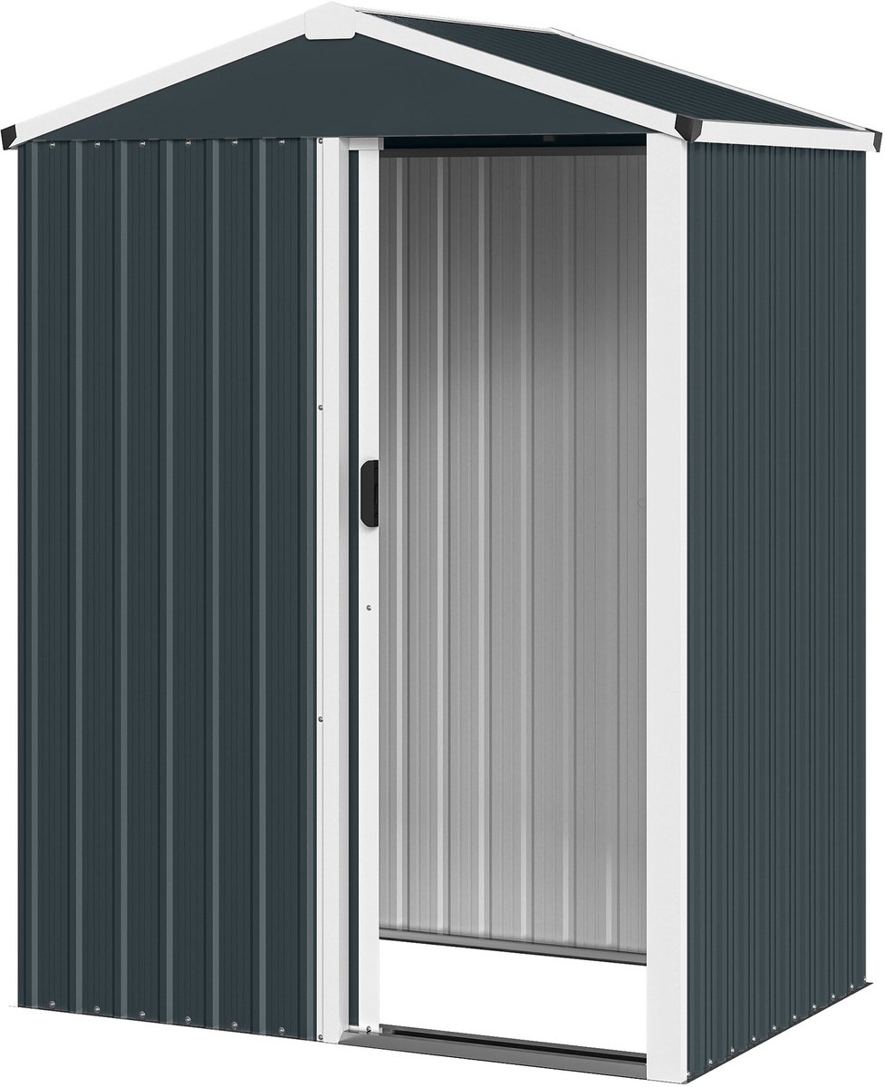 M-Goods Tuinhuisje Metaal - Tuinhuisjes met Schuifdeur - Weerbestendig Staal - Hellend Dak - 136x87x179 cm