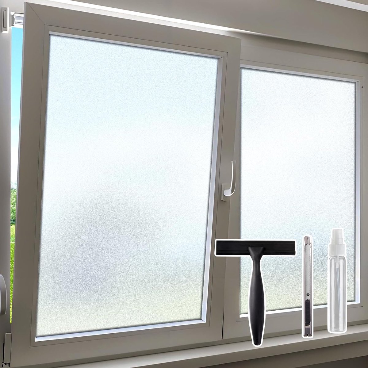 SnelShoppen - Opaque Privacy Film Zelfklevend Melkglas Anti-UV Matte Raamfolie 44.5 x 200 cm voor Badkamer, Kantoor, Slaapkamer, Woonkamer