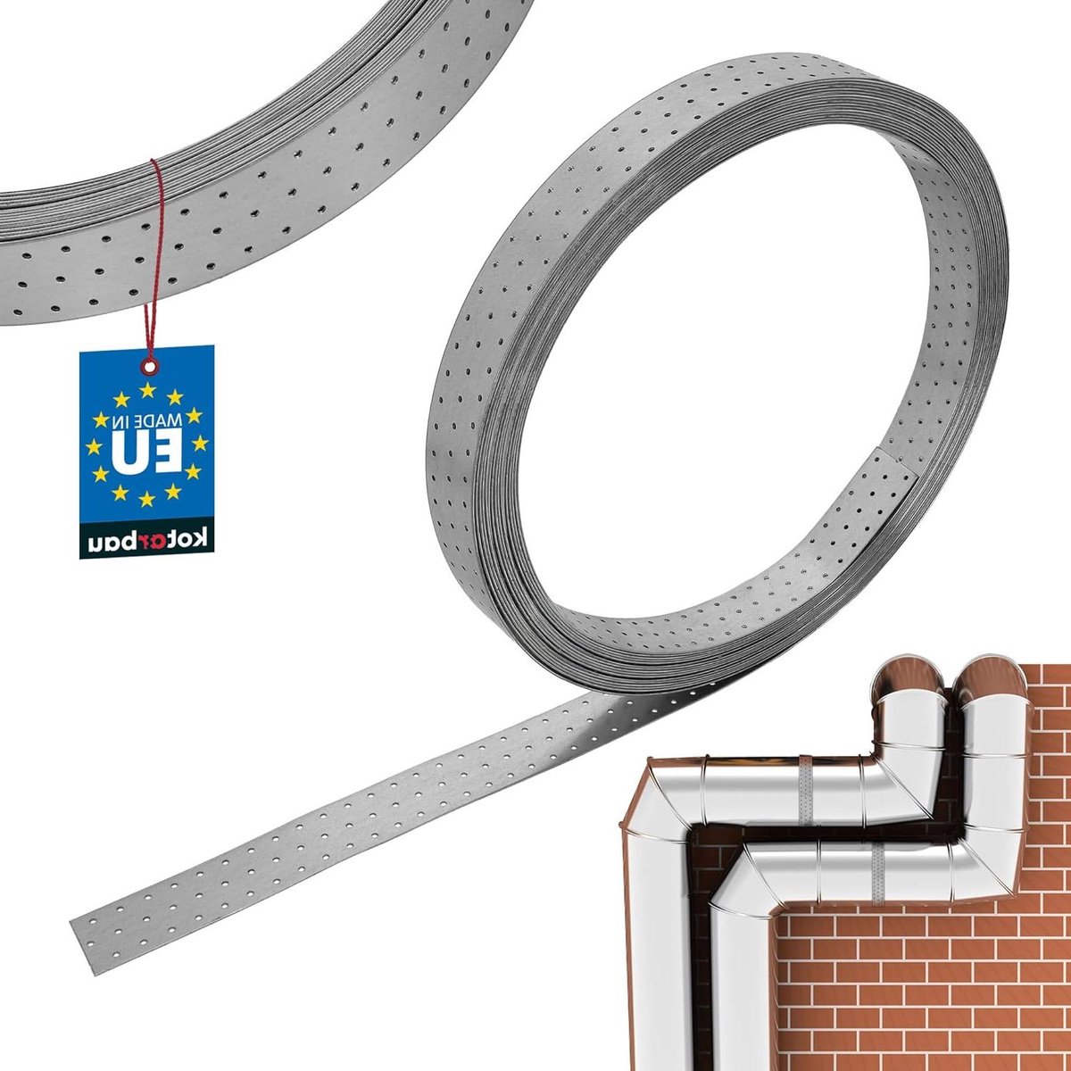 Gatband Metaal - Montageband Gatenband - Buizen Bevestigen - Verzinkt Staal - 25 meter - Zilver