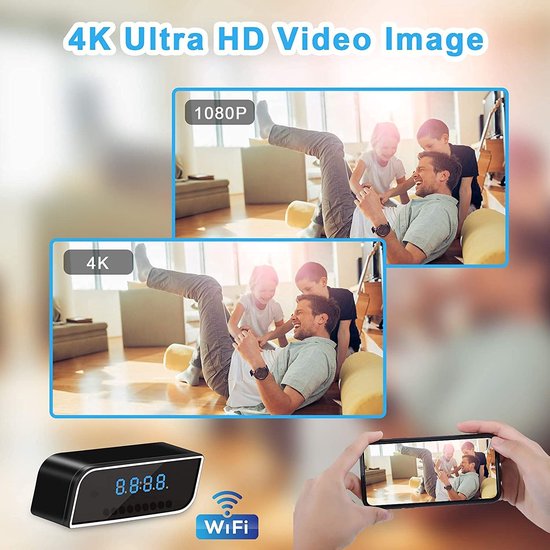 Mini DV Camera - Spionage Wekker - Huis Beveiligen - Infrarood Nachtzicht - 10 x 5 x 4 cm - Zwart van MINI — afbeelding 2