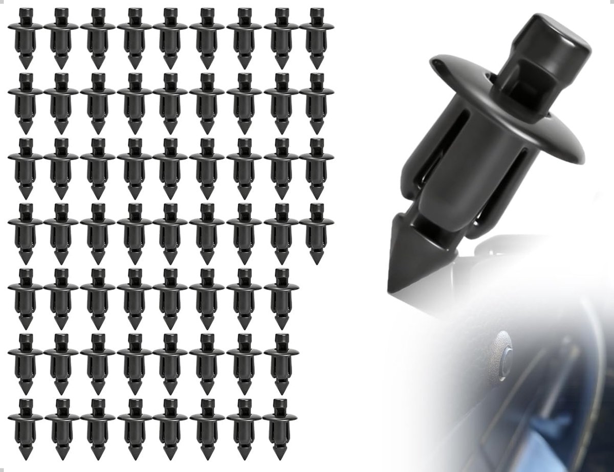 Plastic spreader rivets set van 50 - bumperfixatie - zwart - ideaal voor motoronderhoud - SnelShoppen
