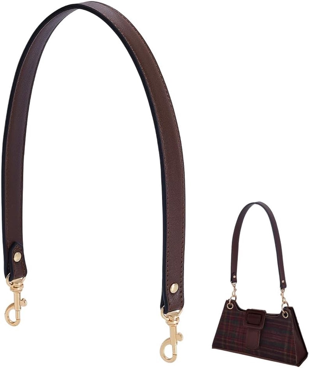 SnelShoppen - 58cm Leren Tas Handgreep, 1.1 Inch Brede Leren Verloopriem voor Handtas Vervanging met Gouden Gespen voor DIY Dames Schoudertassen en On