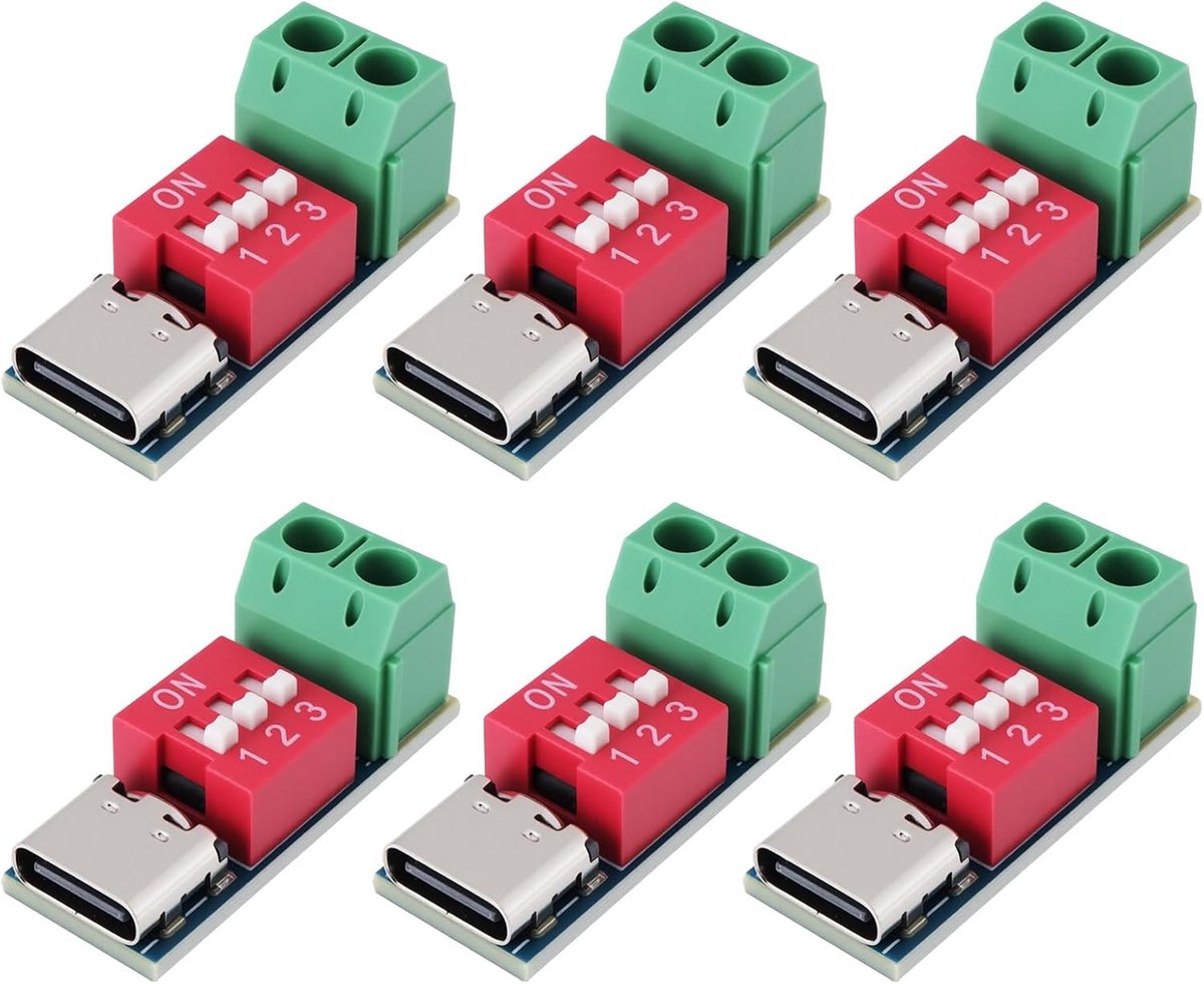 SnelShoppen - The Lord of the Tools 6PCS USB-C PD Trigger Board Module - 100W Snellader, Compatibel met PD3.0/2.0 en BC1.2 Protocols voor Diverse Appa