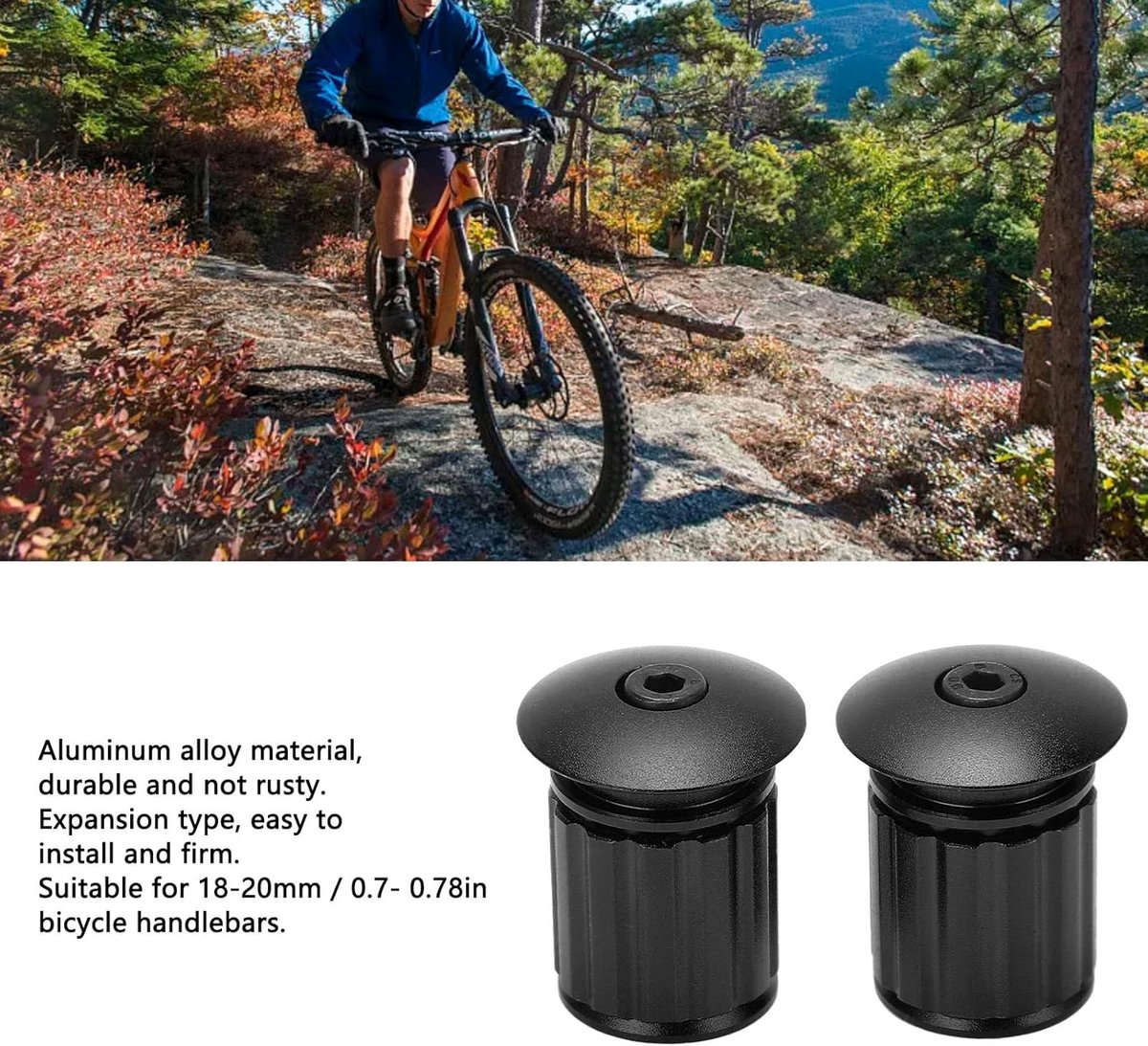 SnelShoppen - Fiets Aluminium Legering Plug Mountainbike Uitschuifbare Vergrendelstandaarden, Handvat, Grip, Verstelbare Vergrendelkappen, Zwart